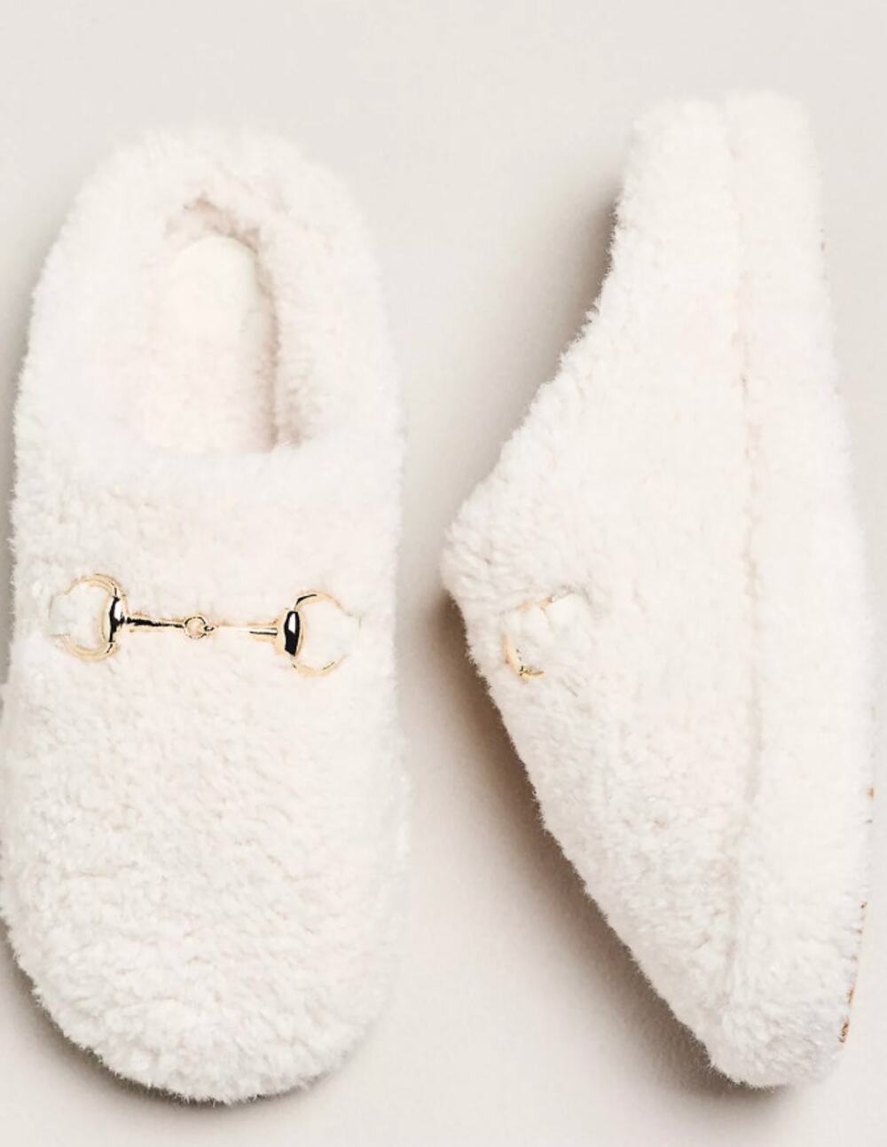 NWT Maeve Sherpa Fleece Bit Scuff Slippers | Cream | Size 6/7